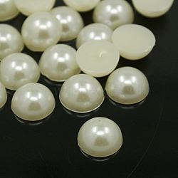 Acrylic Cabochons, Imitation Pearl, Half Round, Creamy White, 4x2mm, about 10000pcs/bag(OACR-C004-4x2mm-22)