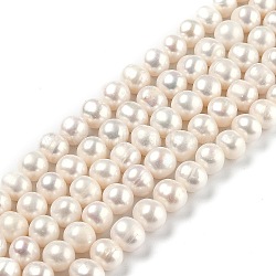 Natural Cultured Freshwater Pearl Beads Strands, Potato, Bisque, 8~10.5mm, Hole: 0.7mm, about 43pcs/strand, 14.06 inch(35.7cm)(PEAR-L033-25-01)