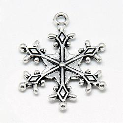 Tibetan Style Alloy Pendants, Snowflake, Cadmium Free & Lead Free, Antique Silver, 28x22x2.5mm, Hole: 2mm, about 480pcs/1000g(TIBE-S301-039AS-RS)