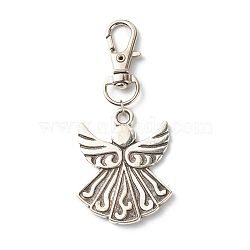 Angel & Fairy Tibetan Style Alloy Keychain, with Swivel Lobster Claw Clasps and Iron Open Jump Rings, Antique Silver, 72mm, Hole: 10.5x6.5mm(HJEW-JM00560-04)