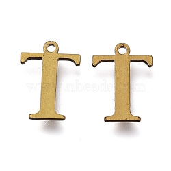 Vacuum Plating  304 Stainless Steel Charms, Laser Cut, Alphabet, Antique Bronze, Letter.T, 12x9x0.8mm, Hole: 1mm(STAS-H112-T-AB)