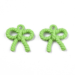 UV Plated Alloy Charms, Spray Painted, Cadmium Free & Lead Free, Twist Bowknot, Lime Green, 13x12x3mm, Hole: 1.4mm(X-PALLOY-S181-032C-RS)