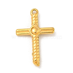 Ion Plating(IP) 304 Stainless Steel Pendants, Cross Charms, Real 18K Gold Plated, 22x13.5x2.5mm, Hole: 1.2mm(STAS-N103-94G)