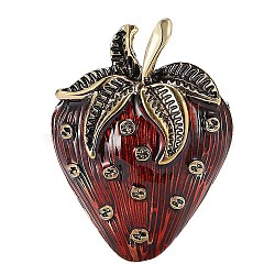 Strawberry Enamel Pins, Alloy Brooches for Backpack Clothes, Brown, 45x33mm(PW-WG442A5-01)