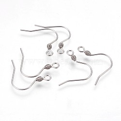 Tarnish Resistant 304 Stainless Steel Earring Hooks, with Horizontal Loop, Stainless Steel Color, 18.5x19x2.5mm, Hole: 2mm, 21 Gauge, Pin: 0.7mm(STAS-P220-12P)