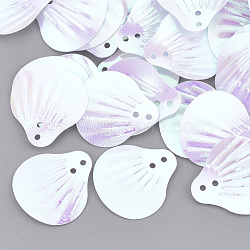 Ornament Accessories, Plastic Paillette/Sequins Beads, AB Color Plated, Shell, White, 19x17.5x1mm, Hole: 1.5mm, about 4500pcs/500g(PVC-Q093-15)