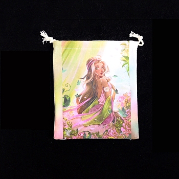 Tarot Card Storage Bag, Cloth Drawstring Bags, for Witchcraft Wiccan Altar Supplies, Rectangle, Rainbow, 160~165x135mm