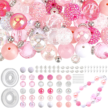 DIY Jewelry Making Kits, including Acrylic & Resin & Iron & CCB Plastic Beads, Alloy Lobster Claw Clasps, 304 Stainless Steel Chain Extenders, Elastic Thread and Stainless Steel Tail Wire, Mixed Color, 20mm, Hole: 2mm