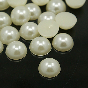 Acrylic Cabochons, Imitation Pearl, Half Round, Creamy White, 4x2mm, about 10000pcs/bag