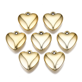 Electroplated CCB Plastic Pendants, Heart, Golden, 21x20x7mm, Hole: 1.5mm