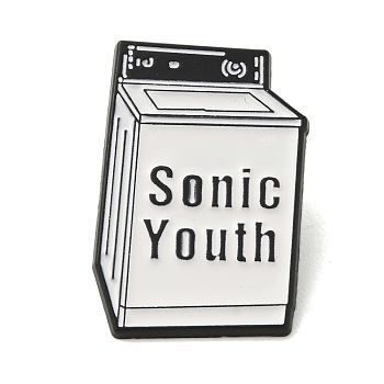 Black Alloy Brooches, Enamel Pin, for Backpack Clothes, Word, White, 30.5x21.5x1.5mm