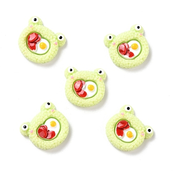 Resin Cabochons, Imitation Food, Frog Head Shaped Sushi Roll, Pale Green, 24.5x25x7.5mm