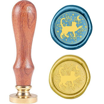 Wax Seal Stamp Set, Sealing Wax Stamp Solid Brass Head,  Wood Handle Retro Brass Stamp Kit Removable, for Envelopes Invitations, Gift Card, Cat Pattern, 83x22mm