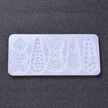 DIY Silicone Hair Clip Molds, Resin Casting Molds, for UV Resin, Epoxy Resin Jewelry Making, Heart & Teardrop & Bowknot, White, 92x190x6mm, Inner Diameter: 77~80x28~35mm