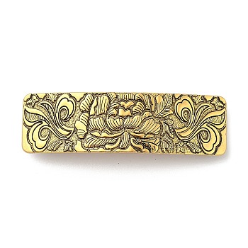 Alloy Retro Hair Barrettes, Hair Accessories for Women & Girls, Rectangle with Flower, Antique Golden, 81.5x24x10.5mm