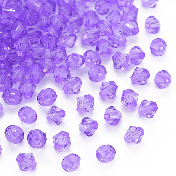 Transparent Acrylic Beads, Faceted, Bicone, Dark Violet, 5x4.5mm, Hole: 1.2mm, about 12160pcs/500g