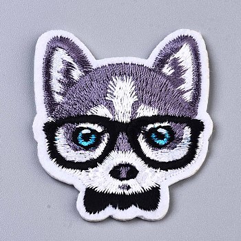 Wolf Appliques, Computerized Embroidery Cloth Iron on/Sew on Patches, Costume Accessories, Slate Blue, 50.5x43x1.5mm