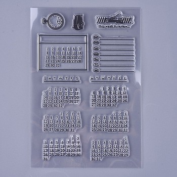 Silicone Stamps, for DIY Scrapbooking, Photo Album Decorative, Cards Making, Stamp Sheets, Calendar Pattern, Clear, 10~21.5x10~20Cm