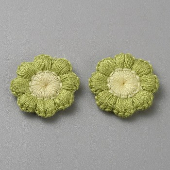 Polyester Ornament Accessories, Sewing Craft Decoration, Flower, Yellow Green, 20x19x2mm
