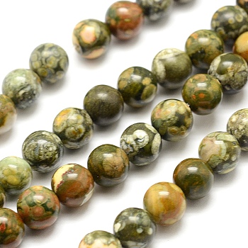 Natural Rhyolite Jasper Bead Strands, Round, 8mm, Hole: 1mm, about 46pcs/strand, 15.7 inch(40cm)