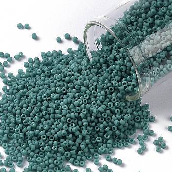 TOHO Round Seed Beads, Japanese Seed Beads, (2604F) Semi Glazed Turquoise, 15/0, 1.5mm, Hole: 0.7mm, about 3000pcs/bottle, 10g/bottle