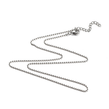 304 Stainless Steel Ball Chain Necklaces, with Lobster Claw Clasps, Stainless Steel Color, 17.91 inch(45.5cm)