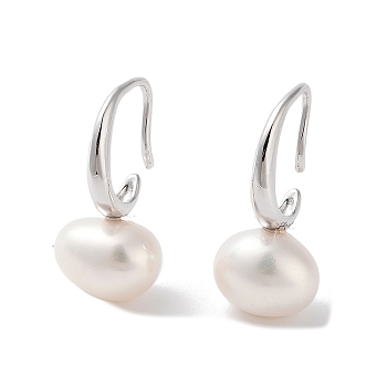 Natural Pearl Dangle Earrings for Women, with Sterling Silver Pins, Platinum, 20.5~21x9mm