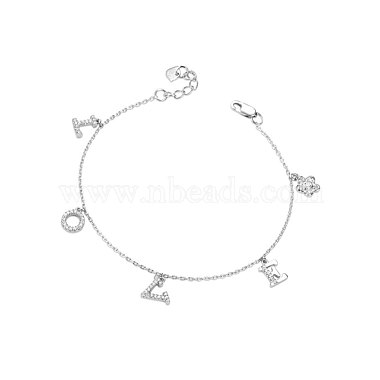 TINYSAND Valentine's Day Gift 925 Sterling Silver Cubic Zirconia LOVE Charm Bracelet(TS-B303-S)-2