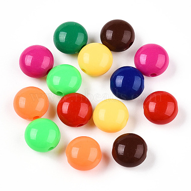 Mixed Color Flat Round Acrylic Beads