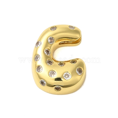 Real 18K Gold Plated Clear Letter C Brass+Cubic Zirconia Pendants