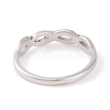 infinity 304 bague en acier inoxydable avec zircone cubique transparente pour femme(RJEW-C086-02-P)-3