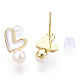aretes de perlas y corazón de concha blanca natural(PEAR-N020-05P)-1
