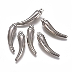 CCB Plastic Pendants, Chili, Platinum, 38x9x9mm, Hole: 1.6mm(CCB-E052-18P)