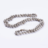 Natural Maifanite/Mai Fan Stone Beaded Necklaces, Round, 36 inch(91.44cm)(NJEW-P202-36-A36)