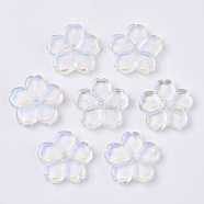 Transparent Glass Beads, AB Color Plated, Flower, Clear AB, 11.5x12x2.5mm, Hole: 0.9mm(X-GLAA-R215-04-D01)