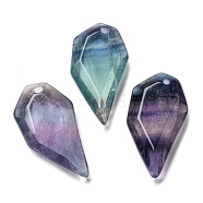 Natural Fluorite Pendants, Faceted Half Heart Charms, 27x14x5.5mm, Hole: 1.5mm(G-G052-A07)