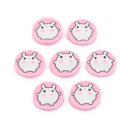 Handmade Polymer Clay Cabochons, Flat Round with Hamster, Pearl Pink, 9.5x1~2mm, about 5800pcs/1000g(CLAY-N006-116)