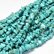 Chip Dyed Natural Howlite Bead Strands, Dark Turquoise, 5~14x5~10mm, Hole: 1mm, about 33.85 inch(X-G-L454-06)