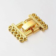 5 Strands Alloy and Brass Fold Over Clasps, 10-Hole, Golden, 24x16.5x5mm, Hole: 2mm(PALLOY-N0112-02G)