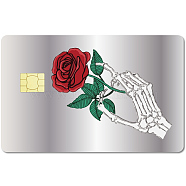 PVC Plastic Waterproof Card Stickers, Self-adhesion Card Skin for Bank Card Decor, Rectangle, June Rose, 186.3x137.3mm(DIY-WH0432-066)