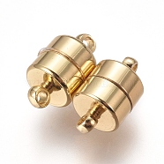Brass Magnetic Clasps with Loops, Long-Lasting Plated, Column, Golden, 11x6.5mm, Hole: 1.2mm(KK-I664-06G)