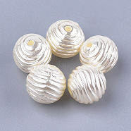 Acrylic Imitation Pearl Beads, Beehive Beads, Round, Beige, 10x9mm, Hole: 1.6mm(X-OACR-T006-188)