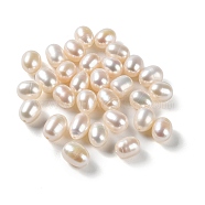 Natural Cultured Freshwater Pearl Beads, Half Drilled, Rice, Grade 3A+, WhiteSmoke, 7~9x6~7mm, Hole: 0.9mm(PEAR-E020-09)