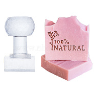 Clear Acrylic Soap Stamps, DIY Soap Molds Supplies, 100% NATURAL, Word, 51x38x22mm, pattern: 35x19mm(DIY-WH0444-005)