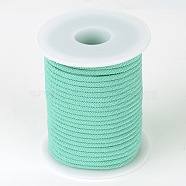 Round Polyester Cords, Aquamarine, 3mm, about 21.87 yards(20m)/roll(OCOR-L031-07)