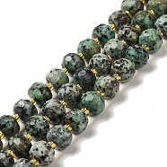 Natural African Turquoise(Jasper) Beads Strands, with Seed Beads, Faceted Rondelle, 7~8x5~6mm, Hole: 1mm, about 45~46pcs/strand, 14.57''~14.96''(37~38cm)(G-P508-A06-01)