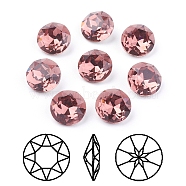 Pointed Back & Back Plated Glass Rhinestone Cabochons, Grade A, Faceted, Flat Round, Burgundy, 10x5mm(RGLA-J012-10mm-515)