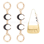 2Pcs Alloy Enamel Crescent Moon Link Purse Strap Extenders, with Alloy Spring Gate Ring, for Underarm Bag Replacement Accessories, Black, 12.5cm(FIND-UN0001-73A)