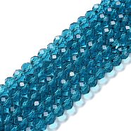 Glass Beads Strands, Faceted, Rondelle, Dark Cyan, 8x6mm, Hole: 1mm, about 65~68pcs/strand, 15.7~16.1 inch(40~41cm)(EGLA-A034-T8mm-D27-01)