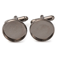 Brass Cufflinks, Cuff Button, with Tray, Gunmetal, 18x18mm, Tray: 16mm(KK-E464-B-01)